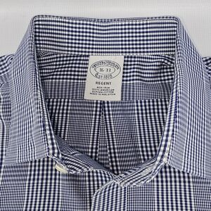 Brooks Brothers Glen Plaid Regent Long-sleeve Button-Down Shirt Blue/White 16